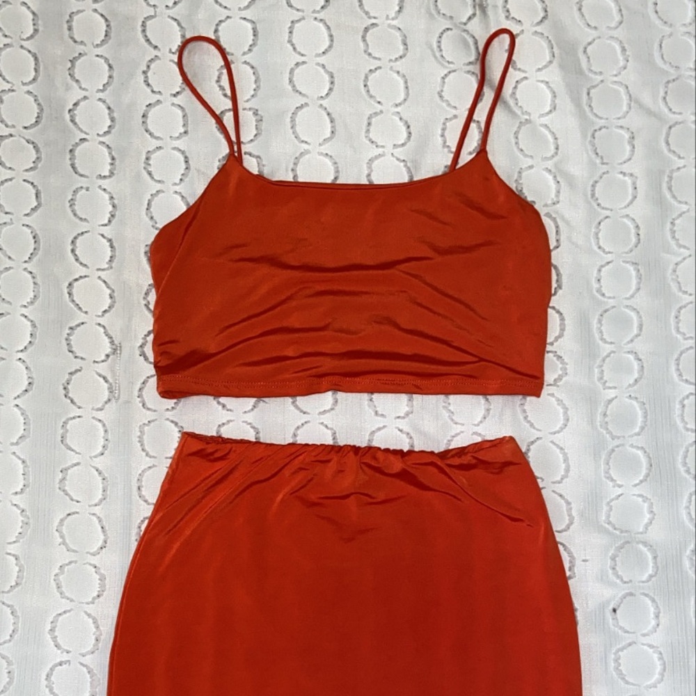 Fashion Nova Neon orange two piece